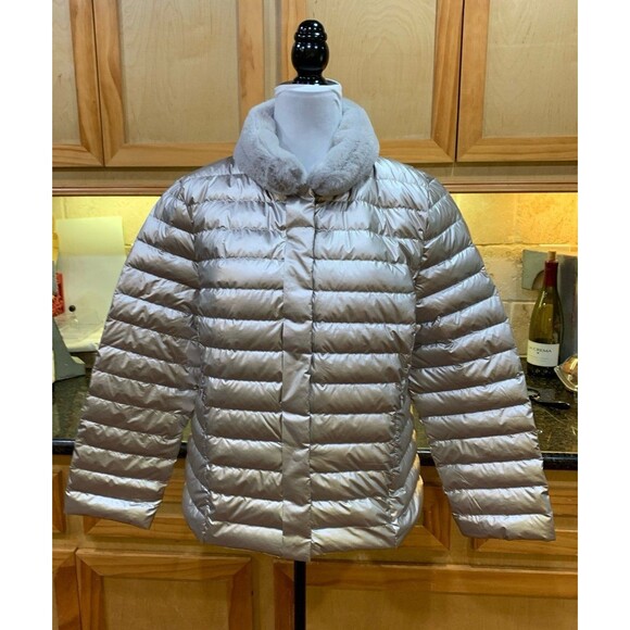 Lulu B Puffer Duck Down/Feather Jacket Metallic Rosegold Size Large Like New - Picture 1 of 9
